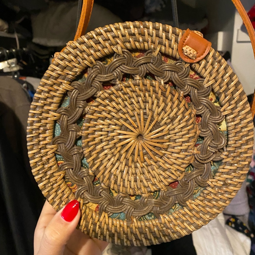 Bali Handwoven Round Rattan Shoulder Bag